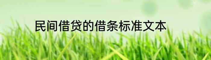 民间借贷的借条标准文本