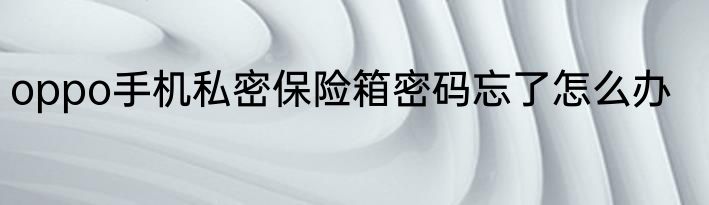 oppo手机私密保险箱密码忘了怎么办