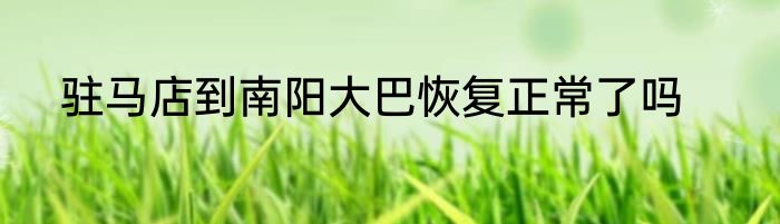 驻马店到南阳大巴恢复正常了吗