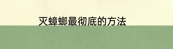 灭蟑螂最彻底的方法