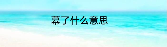 幕了什么意思