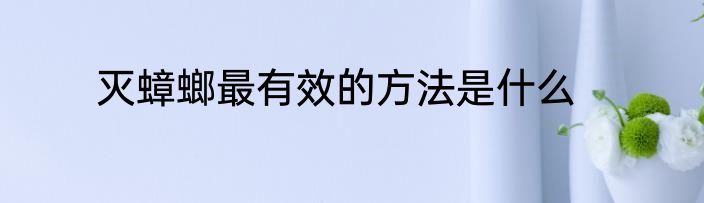 灭蟑螂最有效的方法是什么