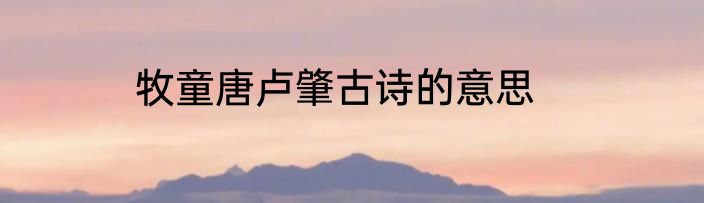 牧童唐卢肇古诗的意思