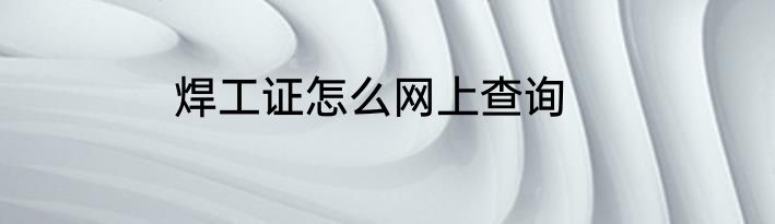 焊工证怎么网上查询