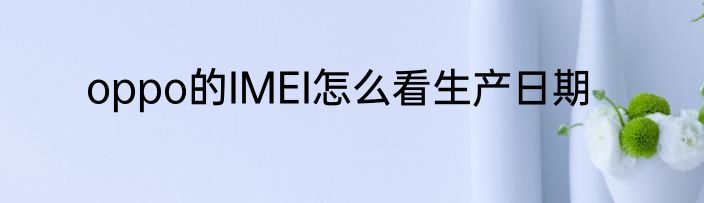 oppo的IMEI怎么看生产日期