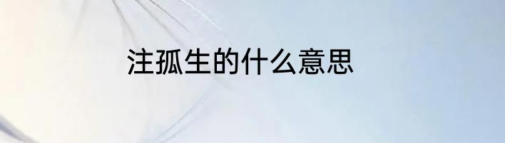 注孤生的什么意思