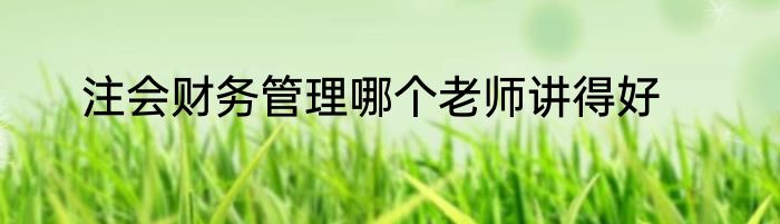 注会财务管理哪个老师讲得好