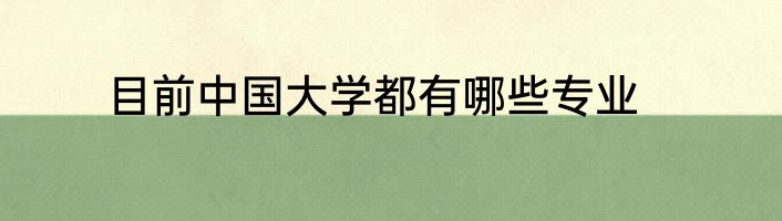 目前中国大学都有哪些专业