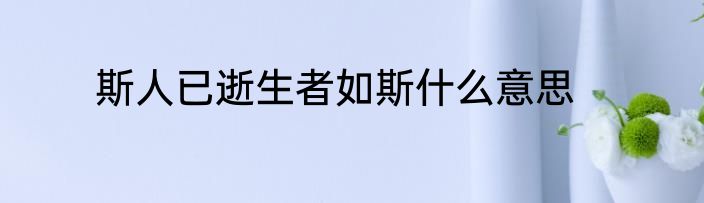 斯人已逝生者如斯什么意思