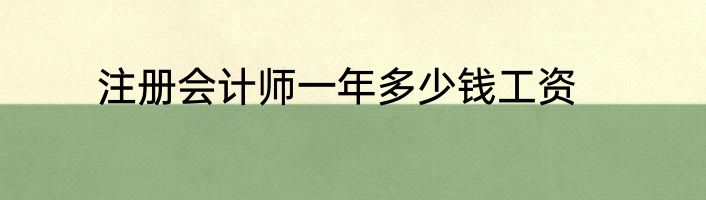 注册会计师一年多少钱工资