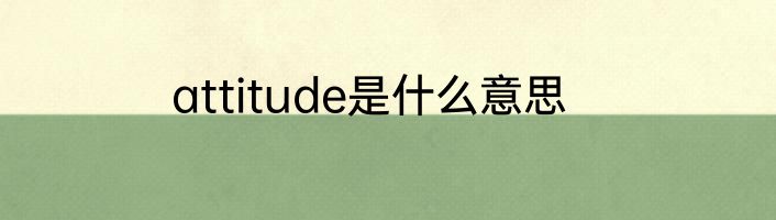 attitude是什么意思