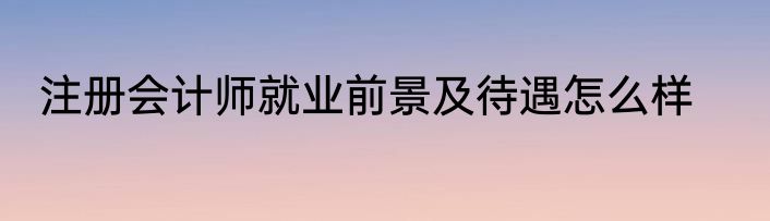 注册会计师就业前景及待遇怎么样