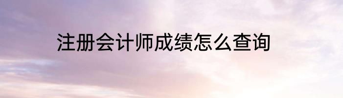 注册会计师成绩怎么查询