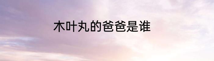 木叶丸的爸爸是谁