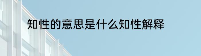 知性的意思是什么知性解释