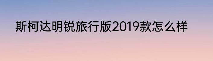 斯柯达明锐旅行版2019款怎么样