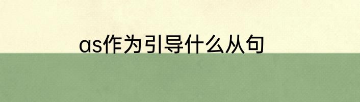 as作为引导什么从句
