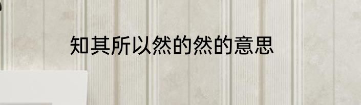 知其所以然的然的意思