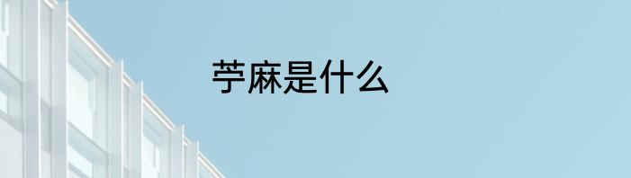 苧麻是什么