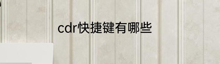 cdr快捷键有哪些