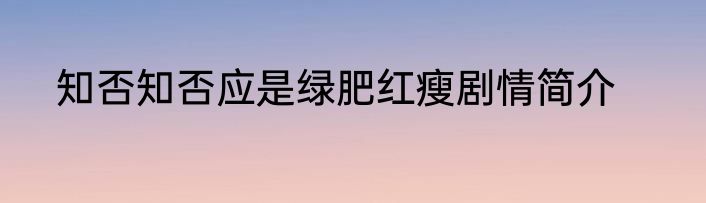 知否知否应是绿肥红瘦剧情简介