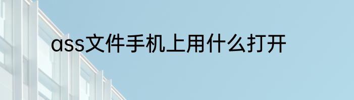 ass文件手机上用什么打开