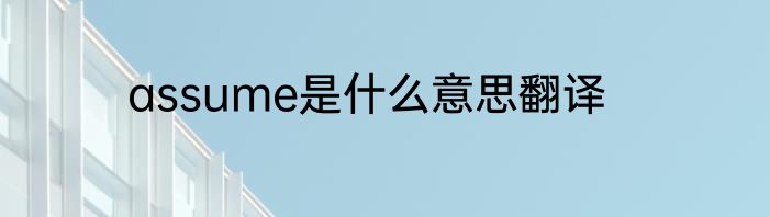 assume是什么意思翻译