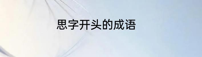 思字开头的成语