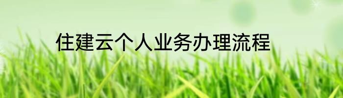 住建云个人业务办理流程