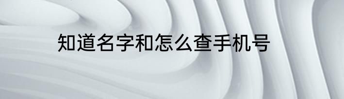 知道名字和怎么查手机号