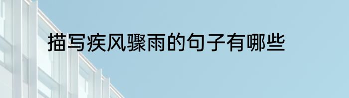 描写疾风骤雨的句子有哪些