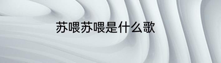 苏喂苏喂是什么歌