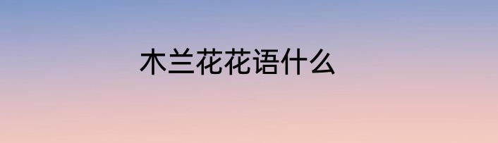 木兰花花语什么