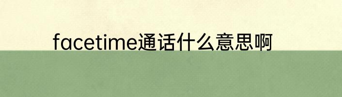 facetime通话什么意思啊