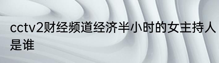cctv2财经频道经济半小时的女主持人是谁