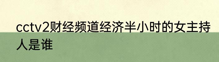 cctv2财经频道经济半小时的女主持人是谁