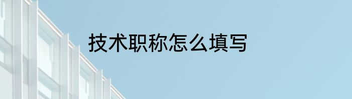 技术职称怎么填写