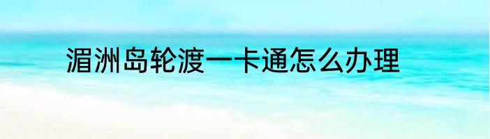 湄洲岛轮渡一卡通怎么办理