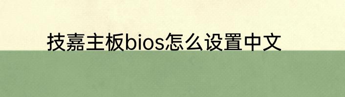 技嘉主板bios怎么设置中文