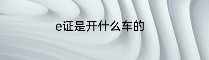 e证是开什么车的