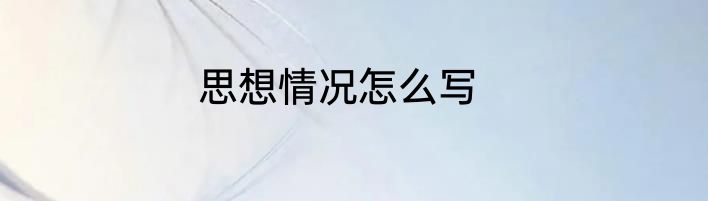 思想情况怎么写