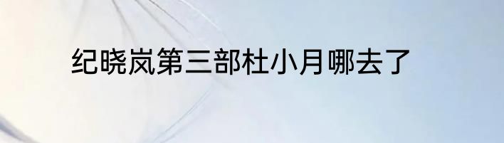 纪晓岚第三部杜小月哪去了