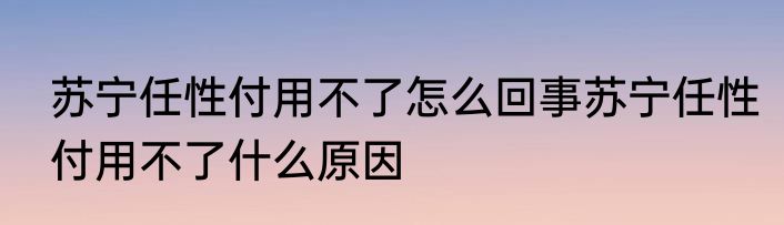 苏宁任性付用不了怎么回事苏宁任性付用不了什么原因