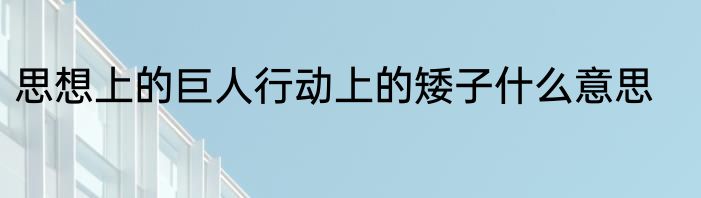 思想上的巨人行动上的矮子什么意思