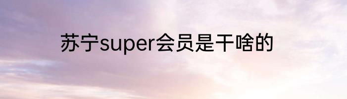 苏宁super会员是干啥的