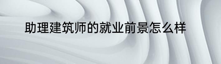 助理建筑师的就业前景怎么样