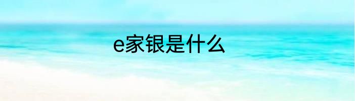 e家银是什么