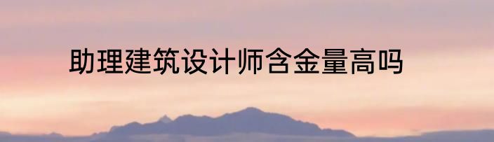 助理建筑设计师含金量高吗