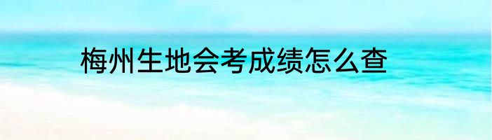梅州生地会考成绩怎么查