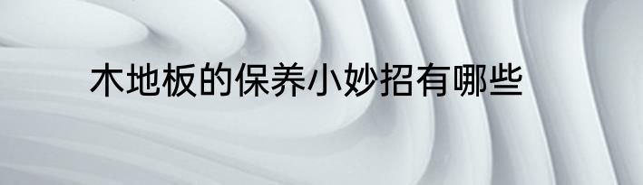 木地板的保养小妙招有哪些